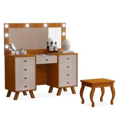 Penteadeira Camarim Mila Freijó-maní Com Banqueta - Móveis Luapa Freijó-maní