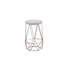 Banqueta Alta Decorativa Rubi Estofada Com Armação Bronze