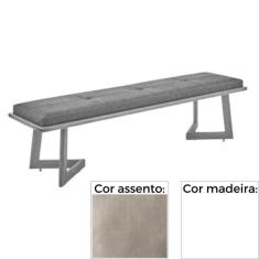 Banco  MH-5347 Herval 155 cm Madeira Laca Fosca Branca Assento Estofad