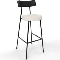 Banqueta Alta Bar Cozinha Sala De Jantar Milão L02 material sintético 