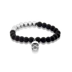 Pulseira com Pedras Vulcânicas e Pingente Caveira em Aço - Dali Access