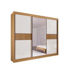 Guarda Roupa Casal com Espelho 3 Portas 6 Gavetas - Los Angeles Ripado