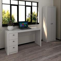 Conjunto Home Office 2 Peças Escrivaninha 3 Gavetas com Armário 2 Portas Espresso Móveis