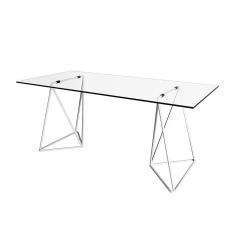 Escrivaninha De Vidro Bela Vista Cavalete Base Ferro Branco - Cor: Branco