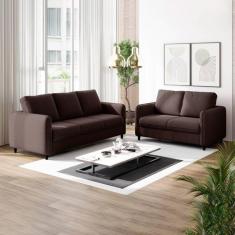 Conjunto Sofá Orquídea 2 e 3 Lugares em Veludo CabeCasa MadeiraMadeira Marrom