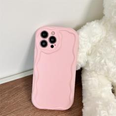 Capa de telefone ondulada 3D macia fosca para iPhone 14 13 12 11 Pro Max XR XS X 7 8 Plus Capa de silicone de proteção de câmera, rosa, para iPhone X XS