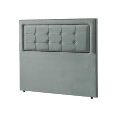 Cabeceira Casal Estofada Cama Box Capitonê Grécia 140cm Veludo Cinza - Cor: Preto