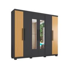 Guarda-roupa Casal com Espelho 6 Portas 4 Gavetas Araplac Braga, Freij