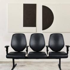 Cadeira Longarina para Escritório Amor Preto