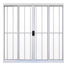 Janela de Alumínio Branco Vitro de Correr 4 Folhas Com Grade Hale Esqu