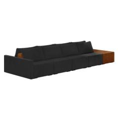 Sofá Ilha 4 Lugares Living 472cm Modulado Lary Veludo K01 Cor Preto - 