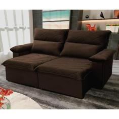 Sofá Retrátil Reclinável Paris 2.00m Suede Velut Marrom Molas no Assento - King House