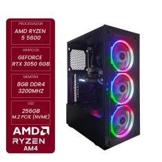 Computador Gamer CertoX Stream AMD 1025 TC Ryzen 5 5600 Geforce RTX 3050 6GB 8GB DDR4 256GB SSD C/3 Fans Windows 11 Pro