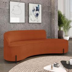 Sofá 4 Lugares Orgânico 220cm Morgan Pé Aço Preto Bouclê D03 - D'Rossi