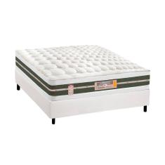 Cama Box Casal: Colchão Molas Bonnel Castor Silver Star Air + Base CRC Courano White(138x188)