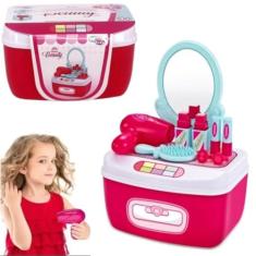 MALETA BELEZA BEAUTY INFANTIL PARA MENINAS BRINQUEDO 12 PÇS KIT MAQUIAGEM FAZ DE CONTA EDUCATIVO SALÃO BELEZA CRIATIVIDADE CRIANÇA 23/17CM