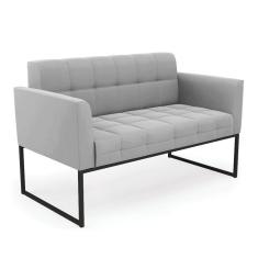 Sofá Namoradeira Elisa Suede Base Metálica Industrial Preto - D`rossi Cor Cinza