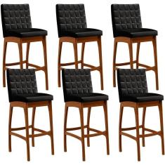 Kit 06 Banquetas Altas Mila Preto