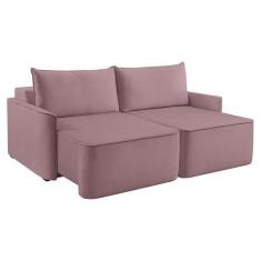Sofá 2 Lugares Retrátil Moon Linho Rosa 160 cm - Modern