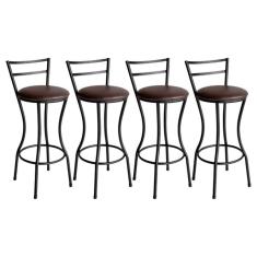 Conjunto De 4 Banquetas Alta Home De Aço De Carbono Marrom