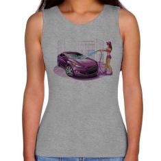 Regata Feminina Lava Jato Carro Roxo - Foca na Moda, Cinza, GG