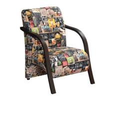 Poltrona Vênus Estampada Braço Madeira 1 Lugar D Salla, Retro Bar 107