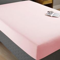 Lençol Casal Com Elástico 100% Algodão Percal 130 Fios - Dohler, ROSA