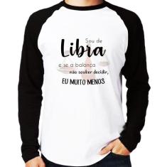 Camiseta Raglan Sou de Libra Manga Longa - Foca na Moda, Branco, Preto