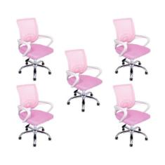 Cadeira de Escritório Begonia Tela Mesh Ergonômica Rosa - Oficial Webs