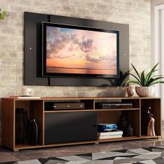 Rack Madesa Cancun e Painel para TV até 58 Polegadas - Rustic/Preto 7K8N