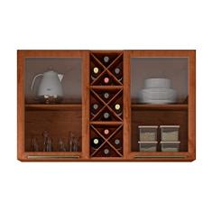 Armário De Cozinha Aéreo Triplo 1,20m Com vidro Reflecta e Adega Favorita Nature