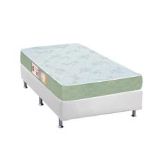 Cama Box Solteiro: Colchão Espuma Castor D33 Sleep Max + Base CRC Courano White(88x188)