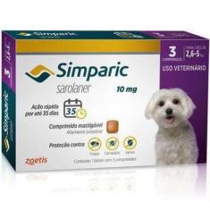 Simparic Antipulgas Para Cães De 2,6 A 5Kg - 10Mg - 3 Comprimidos - Zo