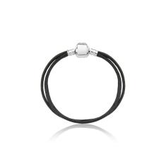 Pulseira Infantil Cord Black com Revestimento Metálico