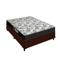 Cama Box Casal Colchão 17 de Altura Veneza Portobel Marrom