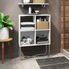 Estante de Nicho Baixa Branca Tubos Cromados Carraro