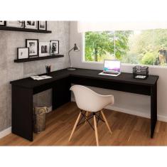 Mesa De Escritório em L 160x150cm Tampo 30mm Preto