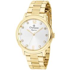Relógio Champion Feminino Linha Elegance CN28437H, pulseira em aço dourada