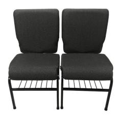 02 Cadeiras para Igrejas c/ Porta Biblía e Porta Cálice Cinza