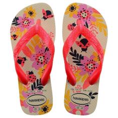 Chinelo Havaianas Kids Flores Bege Palha-Unissex
