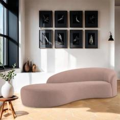 Divã Recamier Orgânico França 180cm Lado Esquerdo Linho - Doce Sonho M
