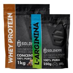 Kit: Whey Protein Concentrado 1Kg + Arginina 250g - 100% Importado - Soldiers Nutrition-Unissex