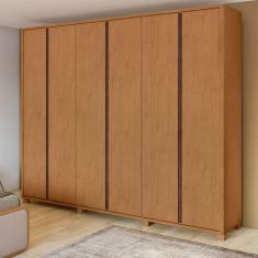 Guarda-roupa Casal Leder 6 Portas com Pés Amêndoa Clean