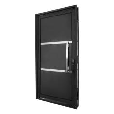 Porta de Aço Pivotante 219x108cm Ideal Crv Esquadrias Preto