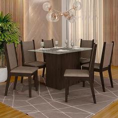 Conjunto Sala De Jantar 6 Cadeiras C/Vidro Austria - Móveis Arapongas
