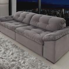 Sofá Retrátil e Reclinável 2 Lugares 260 Cm Pérola Veludo