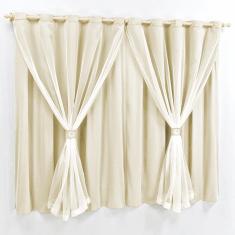 Cortina Dani Para Varão Tecido Malha e Voal 4,00 Metros X 2,80 Metros Alt - Palha