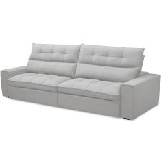 Sofá Retrátil Reclinável Para Sala de Estar Living 250cm Dimas F04 Bouclê Cinza - Lyam Decor