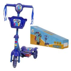 Patinete Turma do Problems Azul Com Luz Led Musica Cesta - Toys 2U