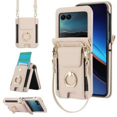 Capa de telefone para Motorola Razr 40 Ultra/Moto Razr Plus 2023 capa carteira com anel alça de pulso transversal cordão suporte para cartão de crédito bolsa de couro Razr+ 5G XT2321-3 mulheres homens
